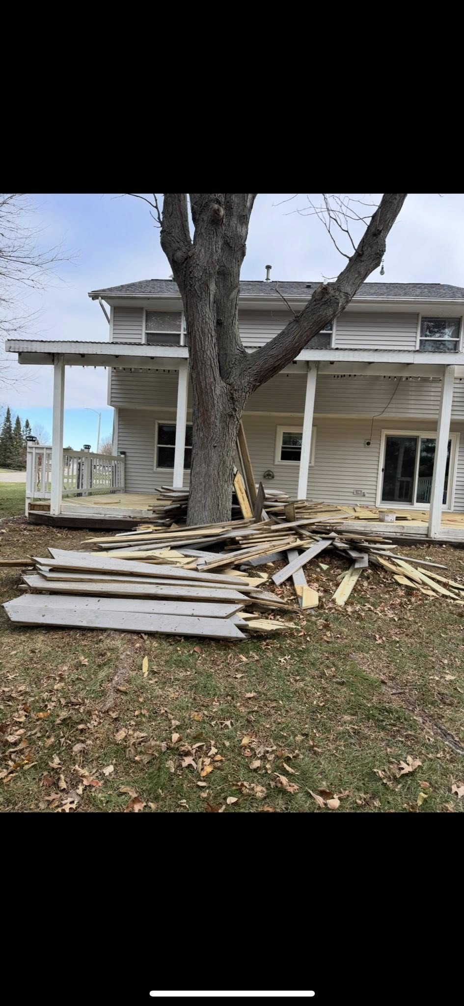 Junk removal in Rockford IL: porch wood cleanup before